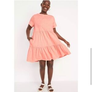 Old Navy Plus Size Tiered Mini Swing Dress in Orange